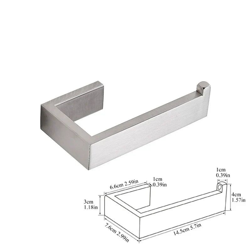 DecorBites™ Brushed Bath Hardware Set: Robe Hook, Towel Bar, Shelf, Tissue Holder, Toothbrush Stand