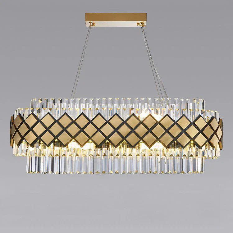 DecorBites™ Gold LED Crystal Clear Art Deco Chandelier for Foyer