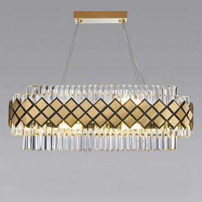 DecorBites™ Gold LED Crystal Clear Art Deco Chandelier for Foyer
