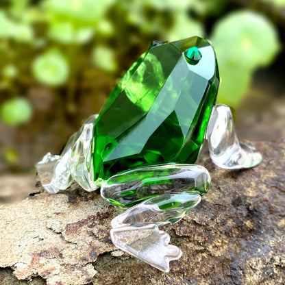 DecorBites™ Crystal Frog Figurine Collection | Glass Animal Paperweight Table Ornament & Home Decor