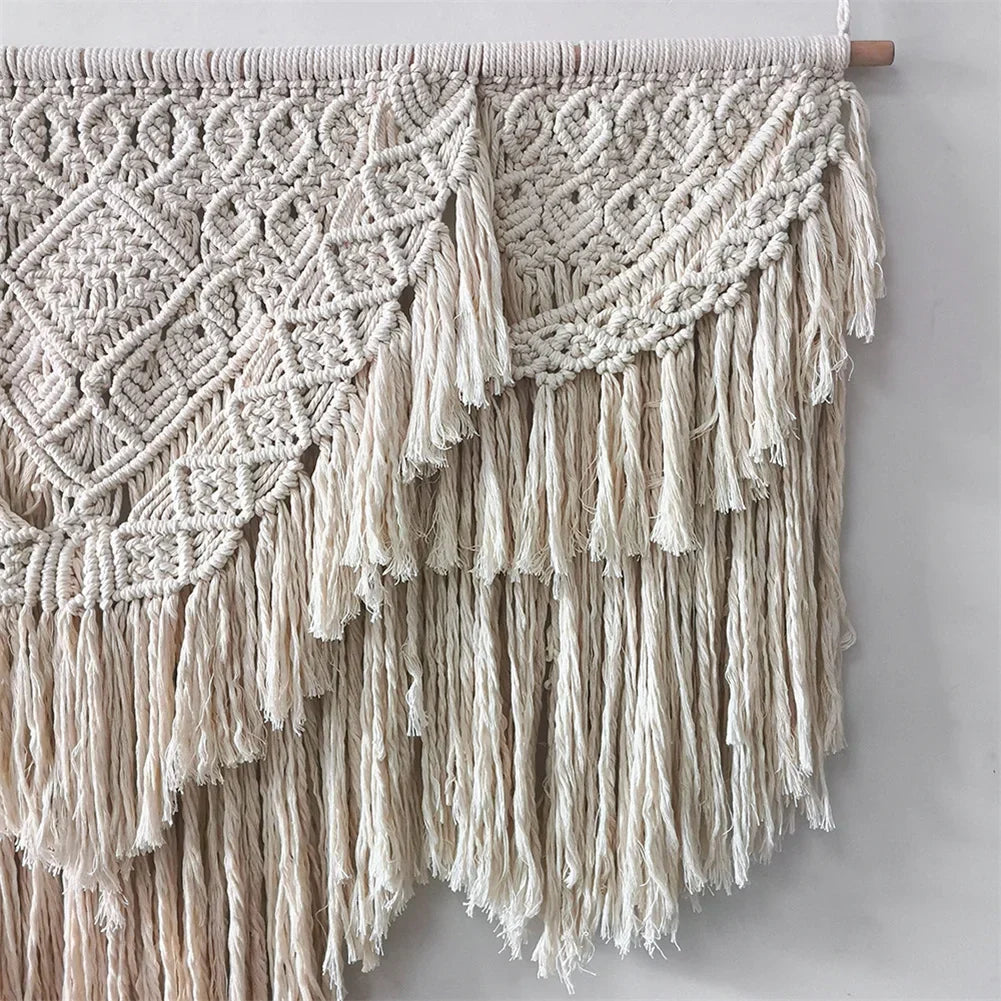 Decobites Macrame Wedding Tapestry: Boho Nordic Wall Hanging DeCor - Hand-made Cotton Art