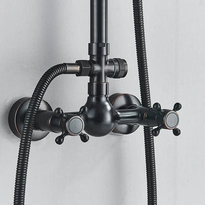 DecorBites™ Dual Handle Black Shower Set Faucet with Rainfall Shower Mixer Tap