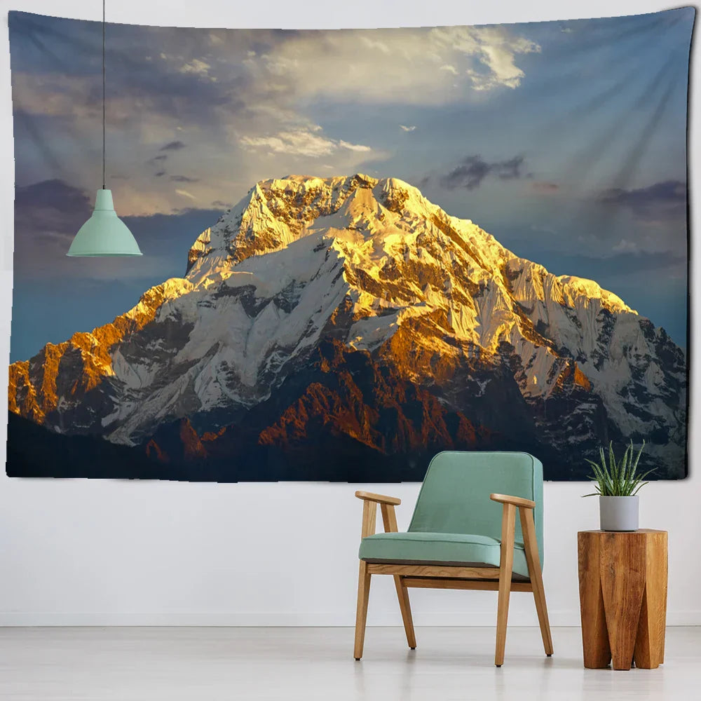 Mountain Peak Tapestry: Himalayas Scenery Wall Hanging by Decobites