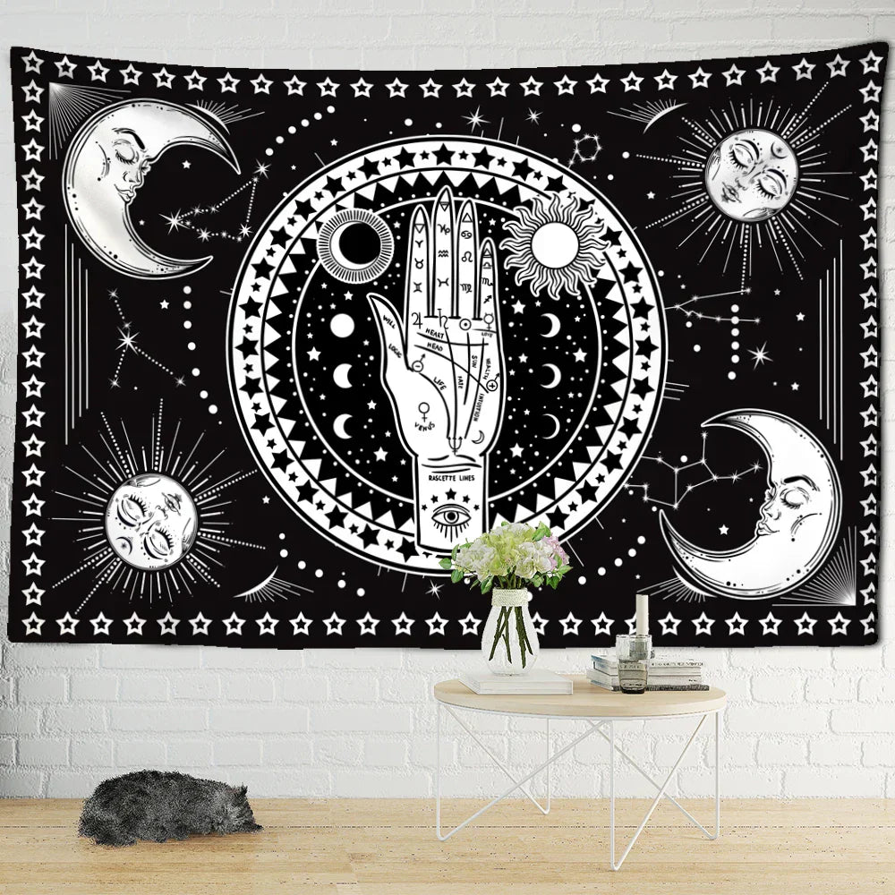 Decobites Black Cat Psychedelic Tapestry Wall Hanging for Home Decor