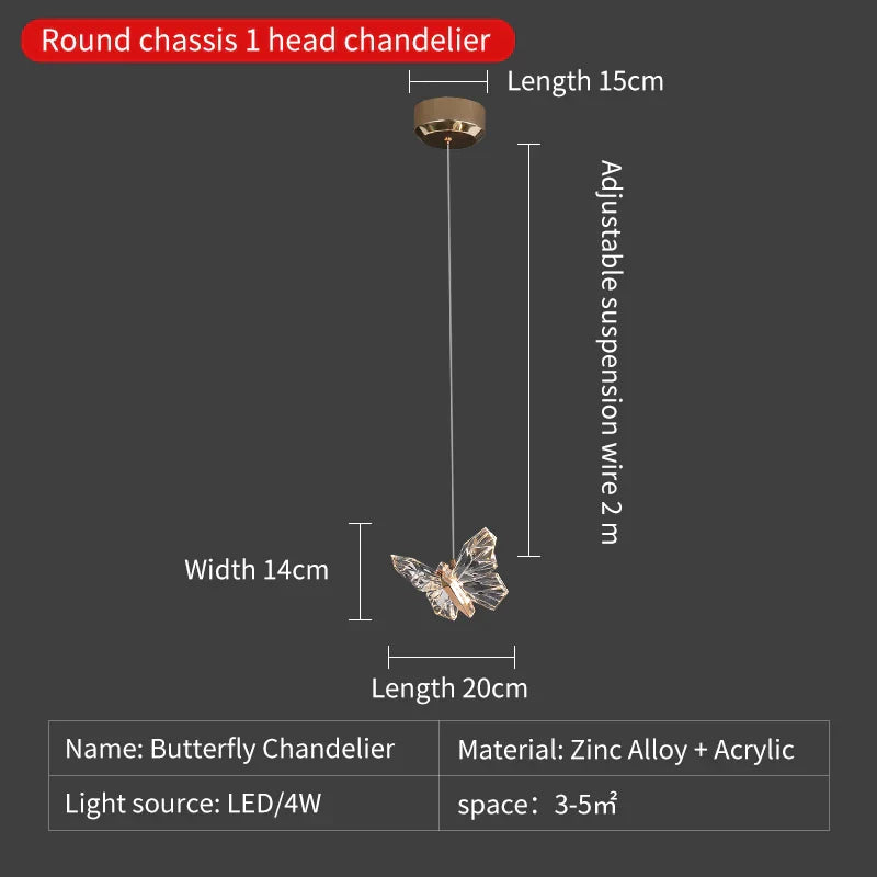DecorBites™ Butterfly Ladder Pendant Lights Chandelier for Loft Decor Interior Lighting Stairs Bedside