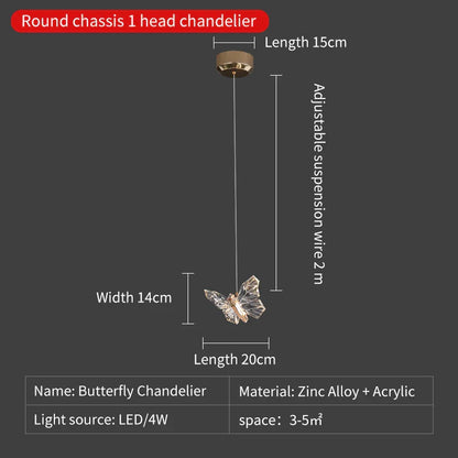 DecorBites™ Butterfly Ladder Pendant Lights Chandelier for Loft Decor Interior Lighting Stairs Bedside