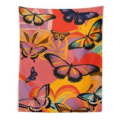 Decobites Retro Floral Butterfly Tapestry Wall Hanging for Living Room and Bedroom