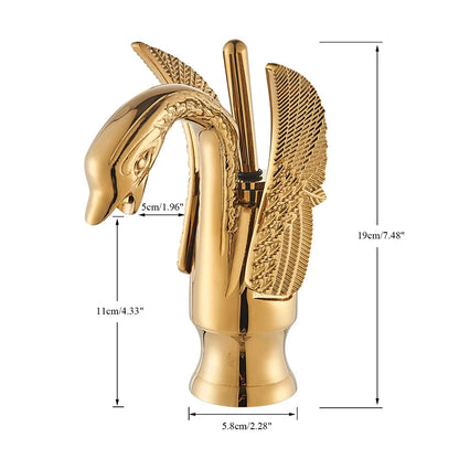 DecorBites™ Brass Golden Swan Faucet for Bath Basin, Cold & Hot Water Mixer Tap