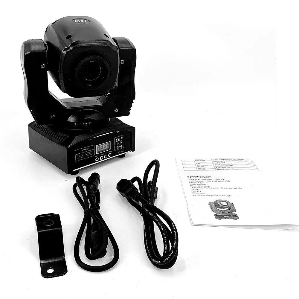 DecorBites™ 75W LED Spot Moving Head DJ Beam Light with Gobo & Color Wheel