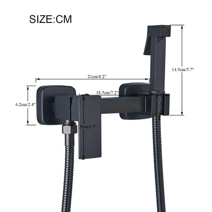 DecorBites™ Brass Bidet Faucet Mixer with Square Shower Spray