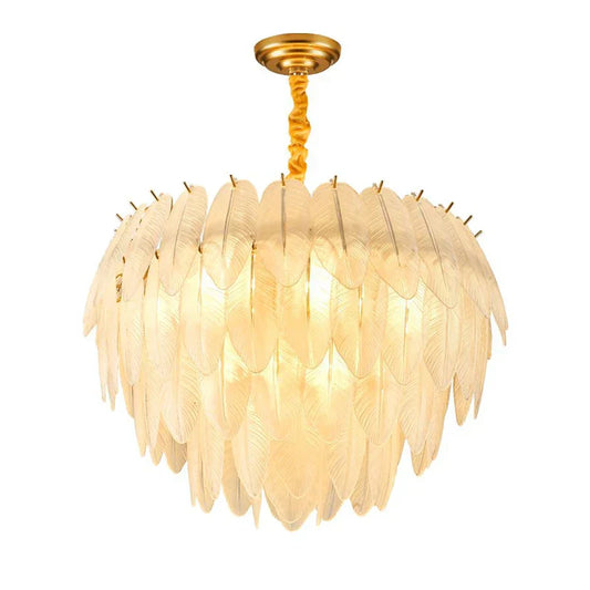 DecorBites™ Glass Feather LED Hanging Chandelier for Foyer