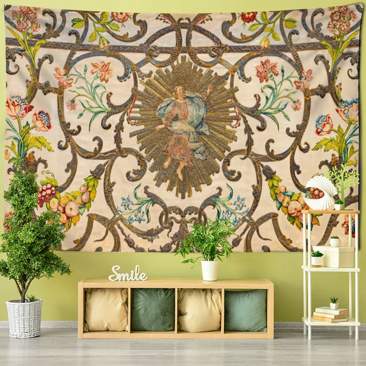 Decobites Khaki Retro Pattern Wall Tapestry for High-End Indoor Home Decor