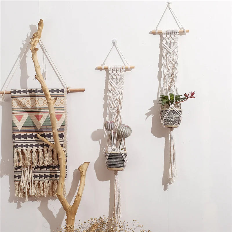 Decobites Boho Macrame Plant Hanger Basket Wall Art Hanging Home Decor