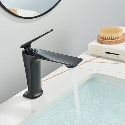 DecorBites™ Black Brass Bathroom Sink Faucet, Hot Cold Water Mixer, Single Handle Deck Mount