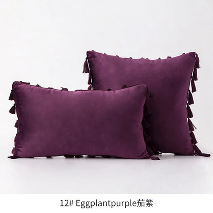 DecorBites™ Fringed Tassel Velvet Pillowcase 50x50cm/30x50cm in Popular Light Colors
