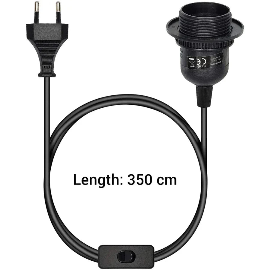 DecorBites™ LED Pendant Light Fixture with E27 Lamp Base Holder and Switch