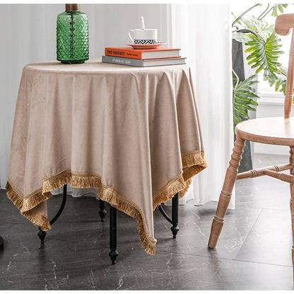 DecorBites™ Gold Velvet Wedding Table Cloth - Premium American Retro Decor