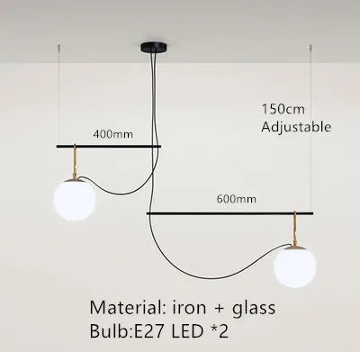 DecorBites™ Glass Ball Pendant Light for Bedroom Bar Cafe Decor - Multi-Light Post-Modern Glass Lighting