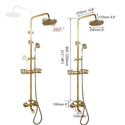 DecorBites™ Antique Brass Rainfall Shower Faucet Set with 2 Functions