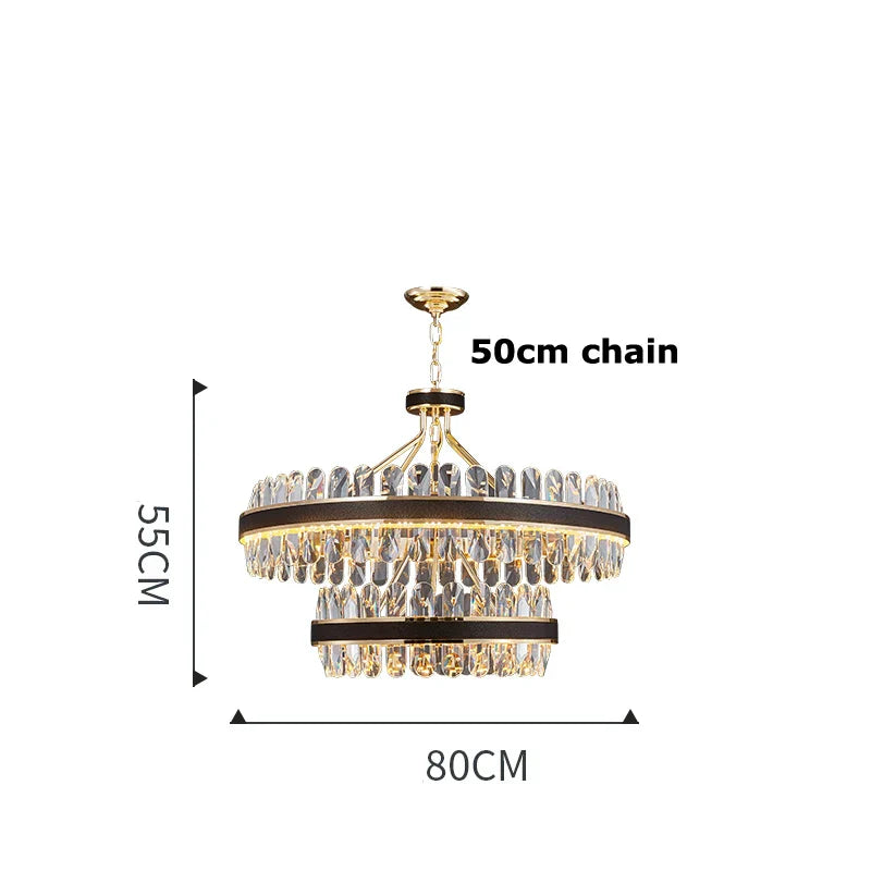 DecorBites™ Gold Stainless Steel Crystal Chandelier for Dinning Room