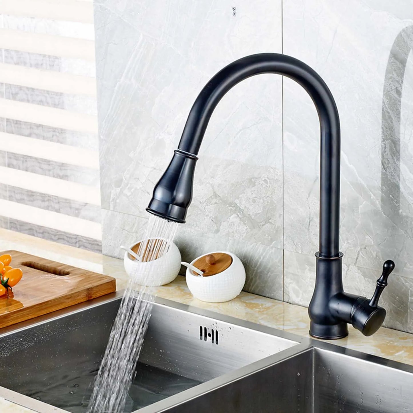 DecorBites™ Kitchen Faucet: Oil Rubbed Bronze Finish, 360° Rotating Hot Cold Mixer Tap