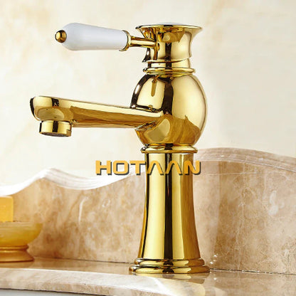 DecorBites™ Gold Basin Faucet with Ceramic Mixer Tap for Bathroom