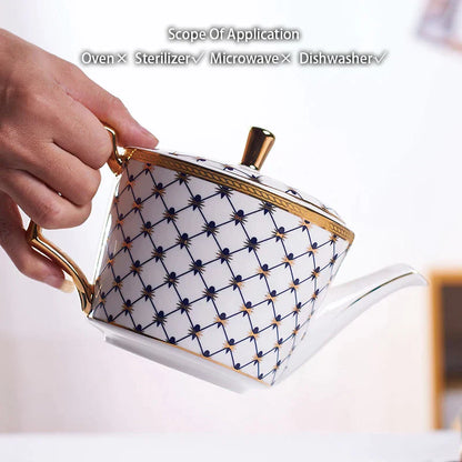 DecorBites™ Gold Porcelain Coffee & Tea Set, Elegant Bone China Luxury Ceramics