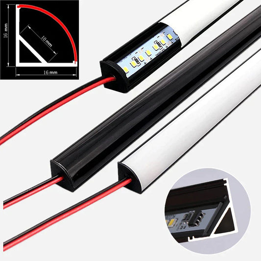 DecorBites™ LED Black V-Type Tube Bar Light, SMD2835 Strip with Milky Cover Linear Profile