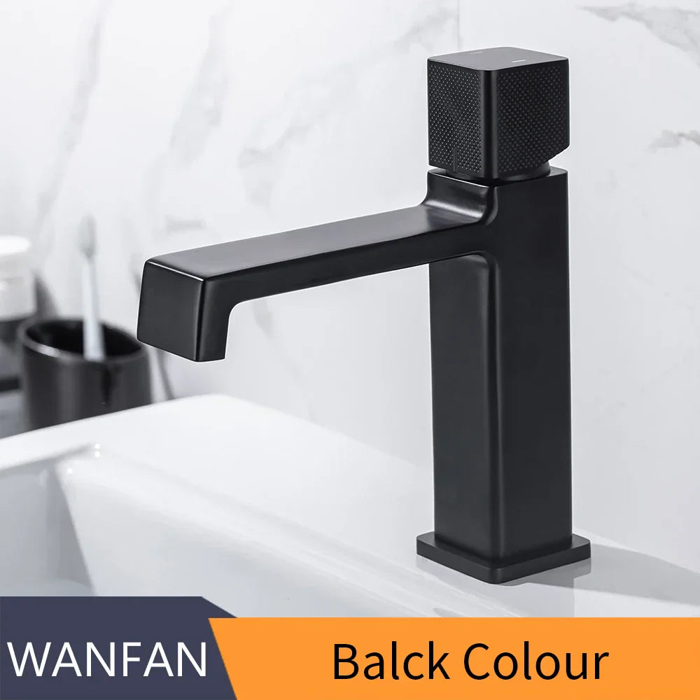 DecorBites™ Black Brass Basin Faucet Hot Cold Water Mixer Chrome Finish