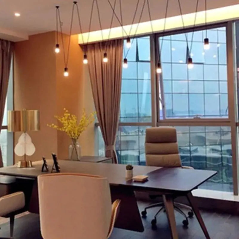 Lámpara colgante DecorBites™ de líneas geométricas negras para dormitorio, sala de estar, bar y hotel.