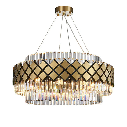 DecorBites™ Gold LED Crystal Clear Art Deco Chandelier for Foyer