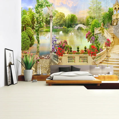 Tapiz DecorBites™ con paisaje de plantas verdes | Tapiz bohemio para pared en City Castle Hill