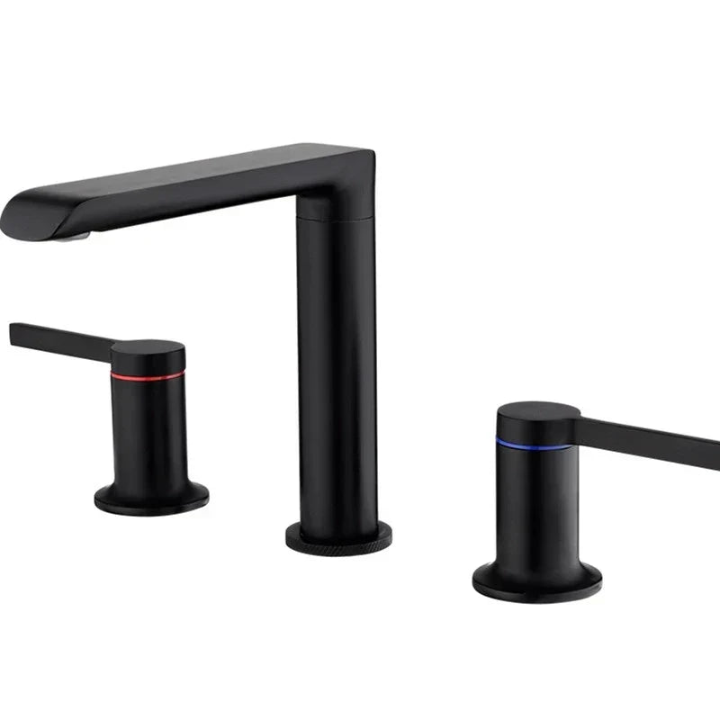 DecorBites™ Brushed Gold Brass Basin Faucets for Lavatory Vessel with 2 Handles