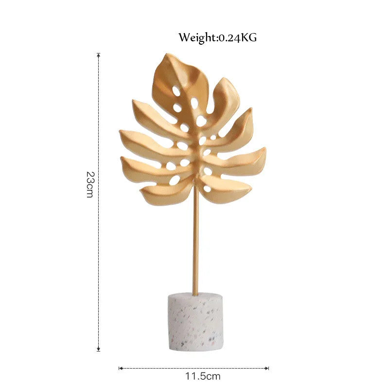 DecorBites™ Gold Leaf Decorations on Marble Base - Creative Metal Crafts for Home Decor