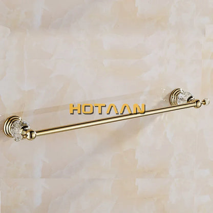 DecorBites™ Golden Crystal Single Towel Bar - Stainless Steel Bathroom Rack