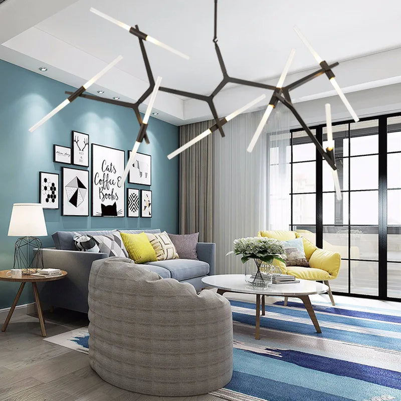 DecorBites™ Gold LED Chandelier: Modern Nordic Lighting Fixture for Indoor Decor.