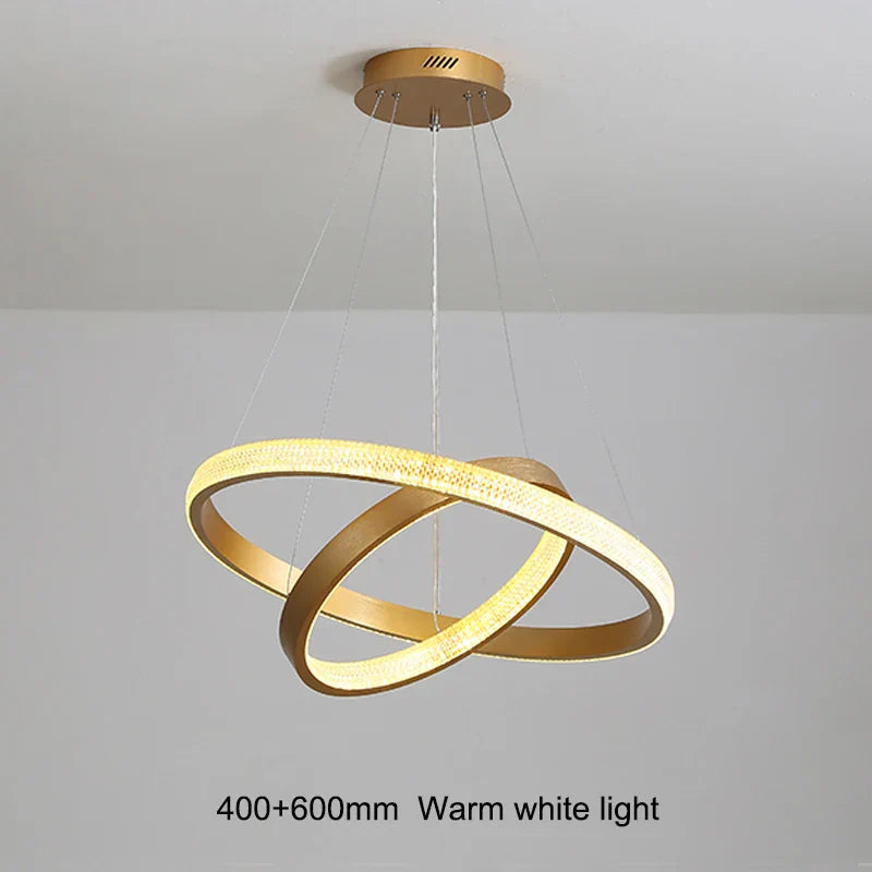 DecorBites™ Gold Circle Chandelier Creative LED Lighting Modern Indoor Fixtures