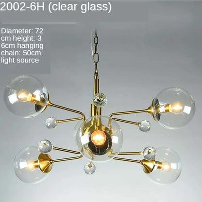 DecorBites™ Gold Glass Ball Chandelier LED Lighting for Living Room, Kitchen, Bedroom