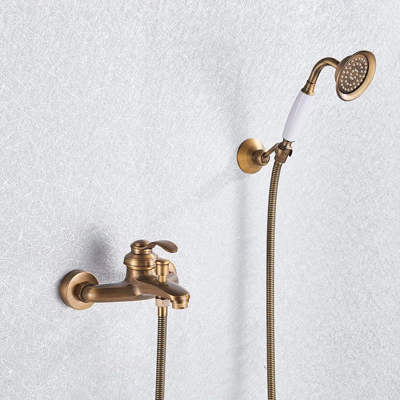 DecorBites™ Brass Shower Faucet Mixer Tap Set with Hand Shower - Wall Mount Black