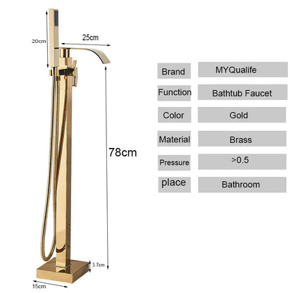 DecorBites™ Gold Freestanding Bathtub Faucet with Handshower