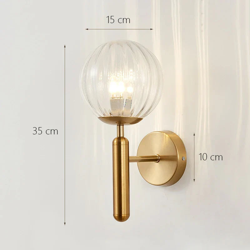 DecorBites™ Glass Shade Gold Wall Lamp for Bedroom Loft Design, Up Down Iron LED Wall Lights