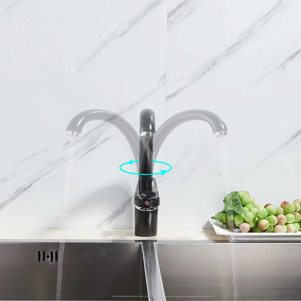 DecorBites™ Brass Black Kitchen Sink Faucet Single Handle Swivel Spout Mixer Tap