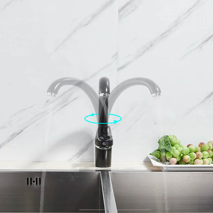 DecorBites™ Brass Black Kitchen Sink Faucet Single Handle Swivel Spout Mixer Tap