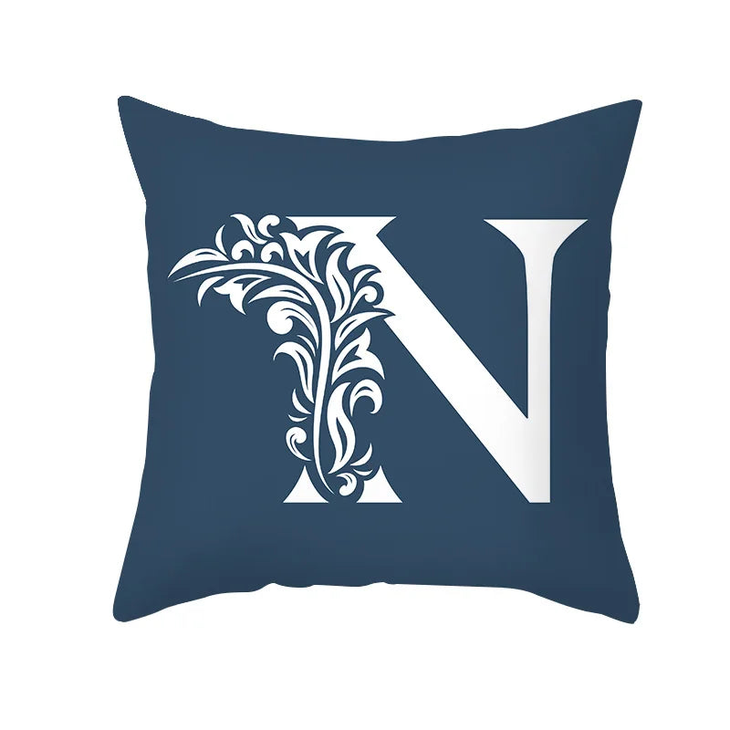 DecorBites™ Blue Letter Pillowcase Solid Color Fleece Sofa Cushion, 45x45CM