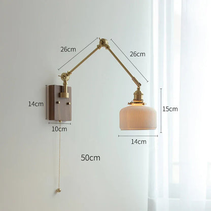 مصباح حائطي DecorBites™‎ بذراع دوارة من النحاس - مصباح حائطي LED لغرفة النوم وغرفة المعيشة