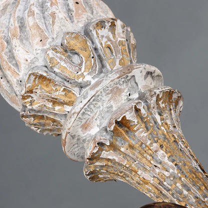 DecorBites™ Antique White Wooden Chandelier Elegant French Rustic Lighting