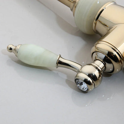 DecorBites™ Golden Jade & Diamond Handle Kitchen Faucet with Swivel Pull Out Function