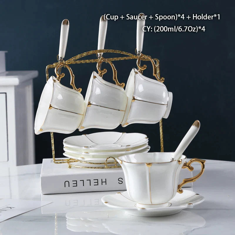 DecorBites™ Elegant Bone China Tea Set Luxury Porcelain Coffee Pot Creamer Sugar Bowlcaffold
