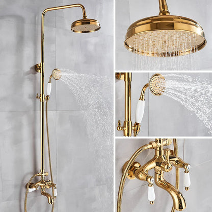 DecorBites™ Gold Brass Shower Faucet Set with Tub Spout and Dual Handles