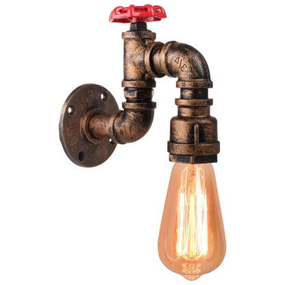 DecorBites™ Iron Water Pipe Wall Lamp E27 Loft Bar Lighting Fixtures